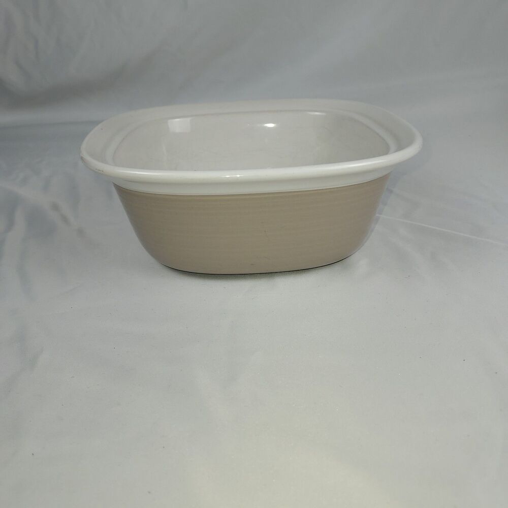 CorningWare Etch 1.5 Qt Square Baking Dish Beige White Stoneware No Lid